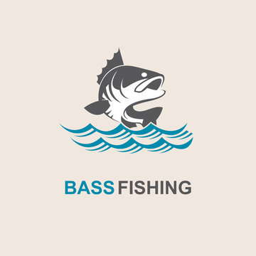 icon of bass fish with waves