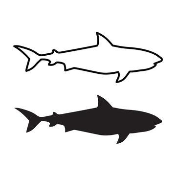 black shark silhouette- vector illustration