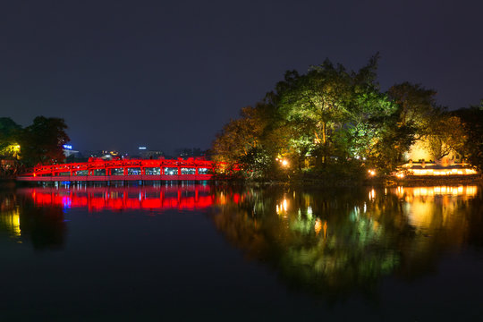 Red Bridge at Hoan Kiem Lake - Hanoi, Vietnam