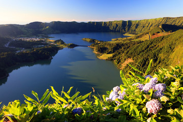 Naklejka premium Sete Cidades landscape, Sao Miguel Island, Azores, Europe