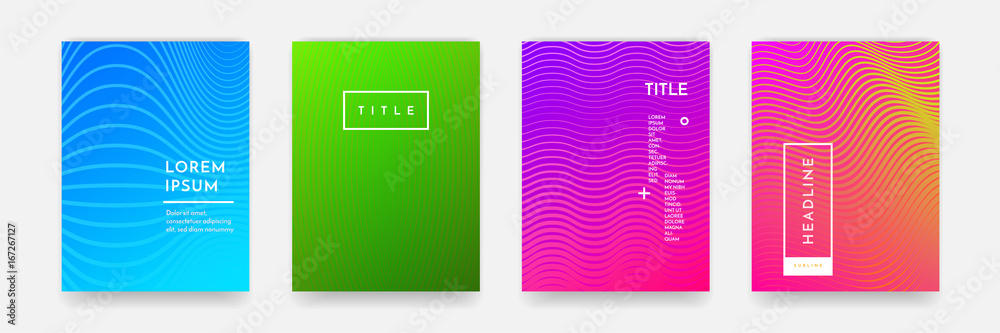 Poster Color gradient abstract geometric pattern texture for book cover template vector set
