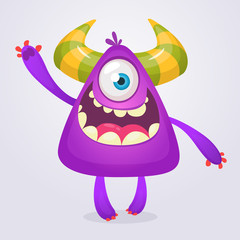 Happy cartoon monster. Halloween vector illustration