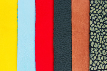 Fototapeta premium different leather texture, colorful leather texture stacked on top of each other 