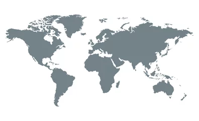 Foto op Canvas Wereldkaart vector, geïsoleerd op een witte achtergrond. Platte aarde, grijze kaartsjabloon voor websitepatroon, jaarverslag, infographics. Globe vergelijkbaar wereldkaartpictogram. Reis wereldwijd, kaart silhouet achtergrond. © Iftikhar alam