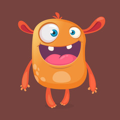 Crazy cartoon monster. Vector orange monster. Halloween design