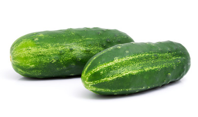 Fresh cucumbers isolated on white background