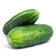 Fresh cucumbers isolated on white background