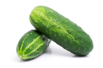 Fresh cucumbers isolated on white background