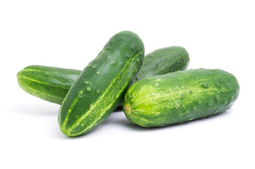 Fresh cucumbers isolated on white background