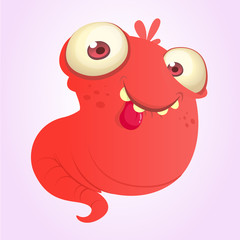 Silly cartoon red monster. Vector red monster blob illustration