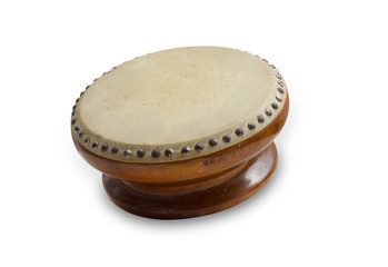 Thai traditional drum, isolated on white background, Traditional music instrument ,With clipping part