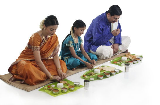South Indian family having lunch 
