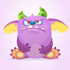 Angry cartoon goblin monster. Vector illustration.
