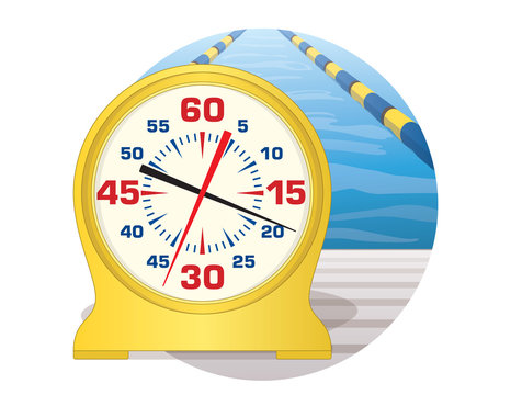 swim pace clock on the swimming pool deck in a circle