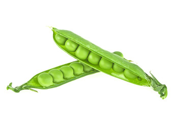 Fresh green peas isolated on a white background