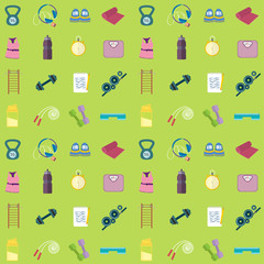 Set of colored sport icons on green background