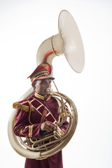 Bandmaster playing a sousaphone