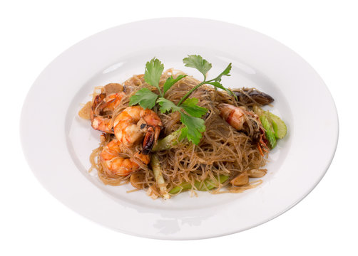 thai noodles with shrimps