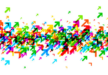 Fototapeta na wymiar White background with colorful arrows.