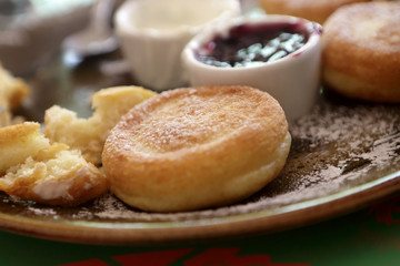 Fritters on brown plate