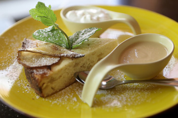 Piece of cottage cheese casserole