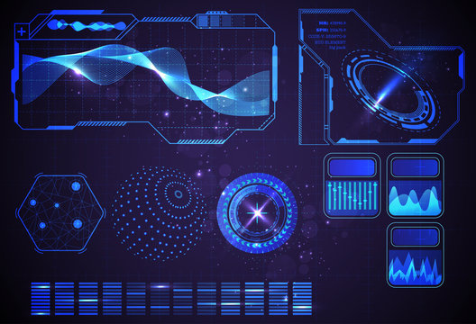 Hud futuristic interface ui design. Set of technology elements or scientific infographics