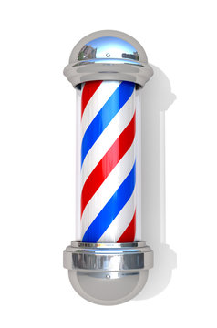 Barbershop Pole on a white background. 3D illustration.