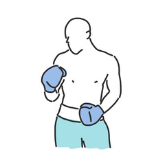 Boxing vector illustration. Boxer, line drawing. hand drawn. vector illustration.