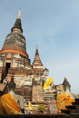 Fototapeta na wymiar Wat Yai chai Mongkol, Wat Yai chai Monghon, Ayutthaya, Thailand April 25 2014