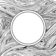 Round frame with lines background. Vector texture with hand drawn ink wavy strokes.