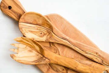 Kitchen Utensils from Olive Wood, such as Chopping Board and Sal