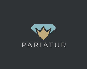 Fototapeta premium Diamond crown vector logotype. Gem king royal logo icon. Premium idea symbol