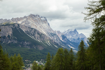 Naklejka premium View of Dolomites alps in summertime