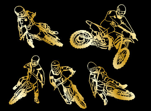 motocross racing gold set