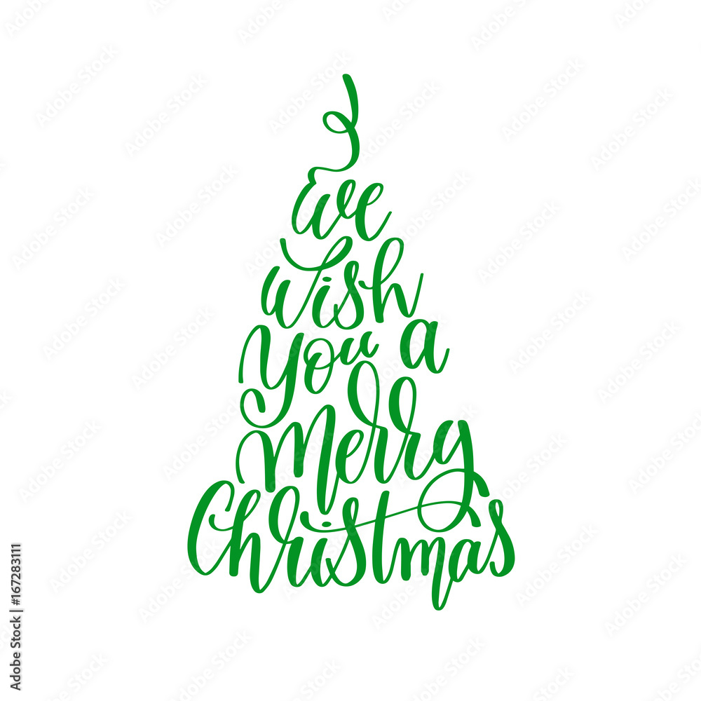 Poster we wish you a merry christmas hand lettering positive quote