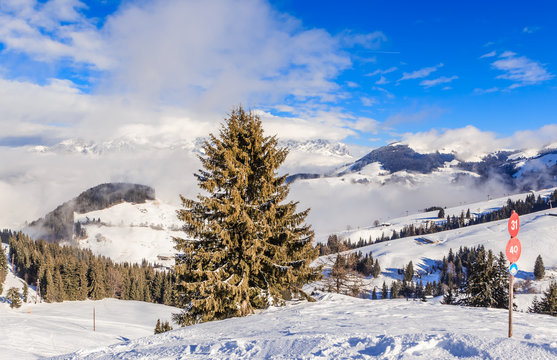 On the slopes of the ski resort Soll, Tyrol, Austria