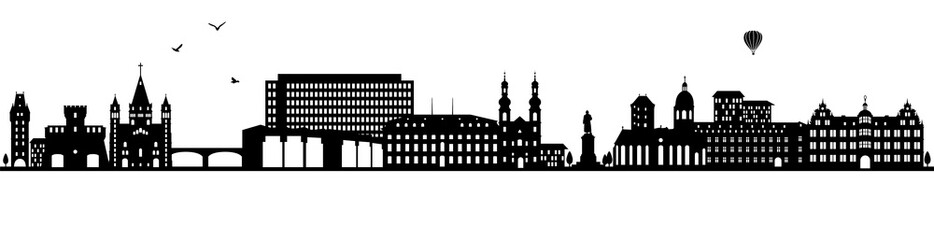 Naklejka premium Mainz, Nadrenia-Palatynat Niemcy Skyline sylwetka panorama