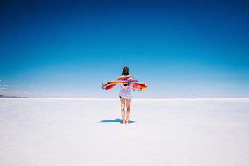 Girl in Uyuni salt flats