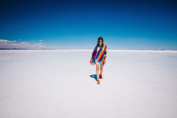 Girl in Uyuni salt flats