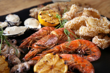 Variety of seafood, close up