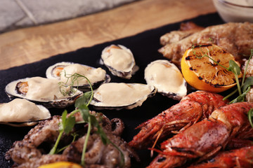 Variety of seafood, close up