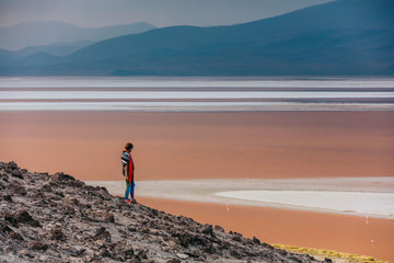 Girl in Uyuni salt flats