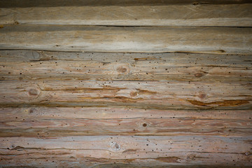Natural old wooden background from planks. Top view on empty table, copy space.