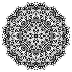 Abstract round pattern, oriental mandala design. Vector illustration. Hand drawn mandala circle. Decorative elements for Indian, Islam, Arabic, Turkish designs.
