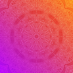 Abstract background in bright colors. Fantastic flower, oriental floral patterned mandala. Vector illustration.