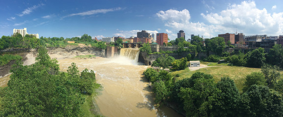Panorama view of High Falls and the City of Rochester