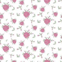 Seamless floral pattern rose flowers, pastel colors, vector illustration