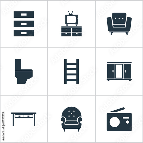 "Vector Illustration Set Of Simple Furniture Icons. Elements