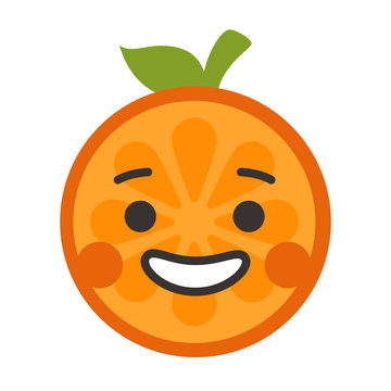 Laugh emoji. Laughing orange fruit emoji. Vector flat design emoticon icon isolated on white background.