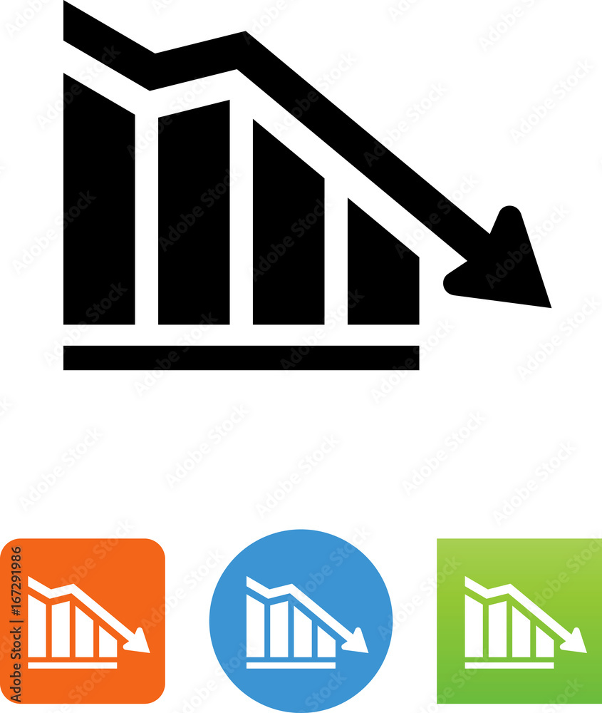 Sticker negative trend line icon - illustration